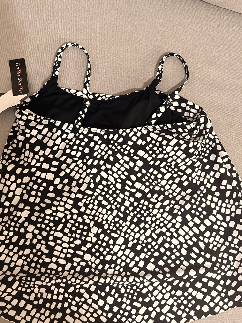 Island Escape Black White Geometric Tankini Top Women's Size 8 Swim NWT - Picture 5 of 9